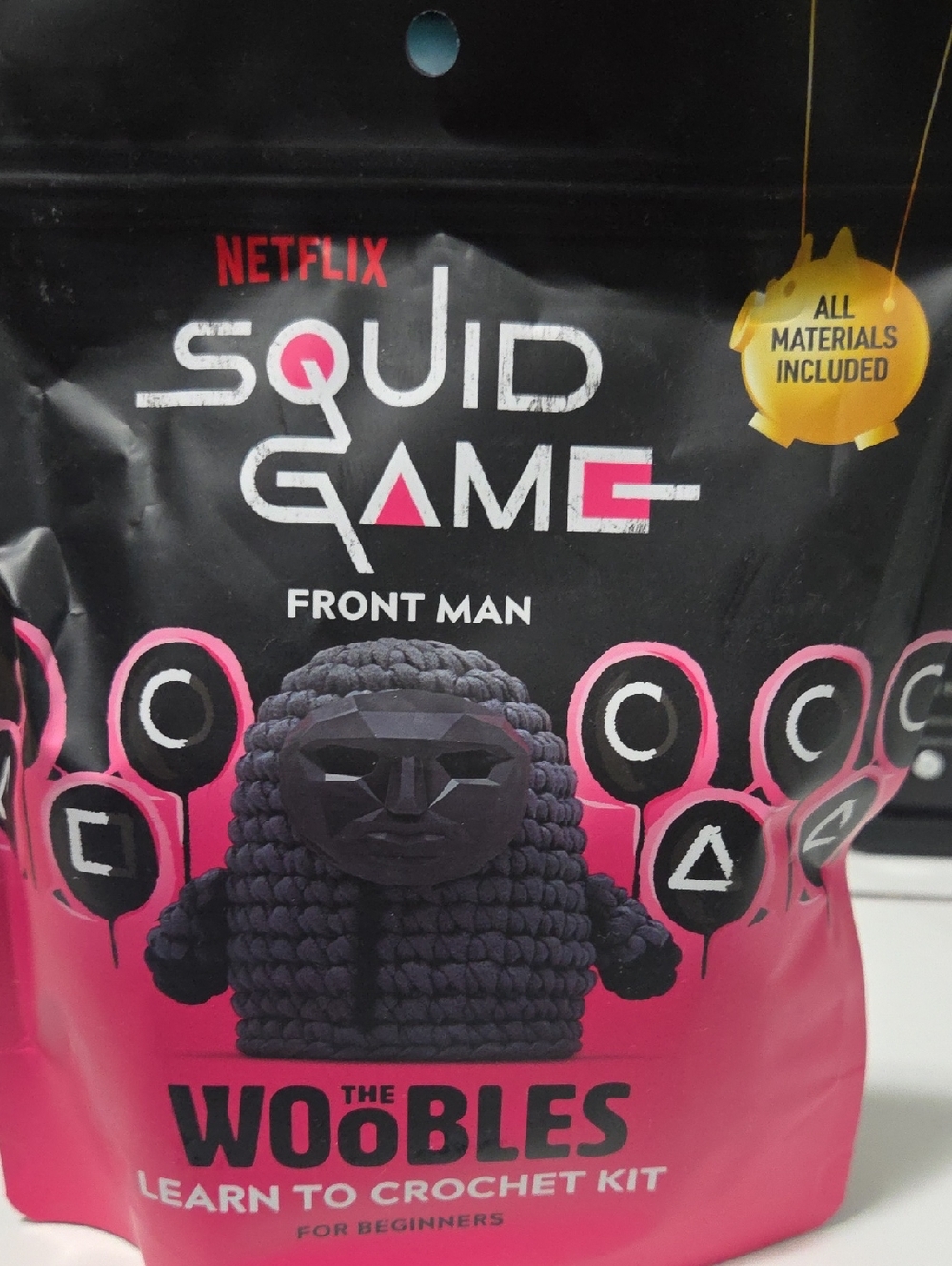 Netflix Squid Game Woobles Front Man Crochet Kit — Black & Pink